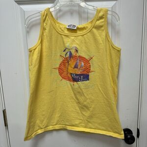 VTG Ron Jon Surf Shop Shirt Large Yellow Tank Top Y2K Made In USA